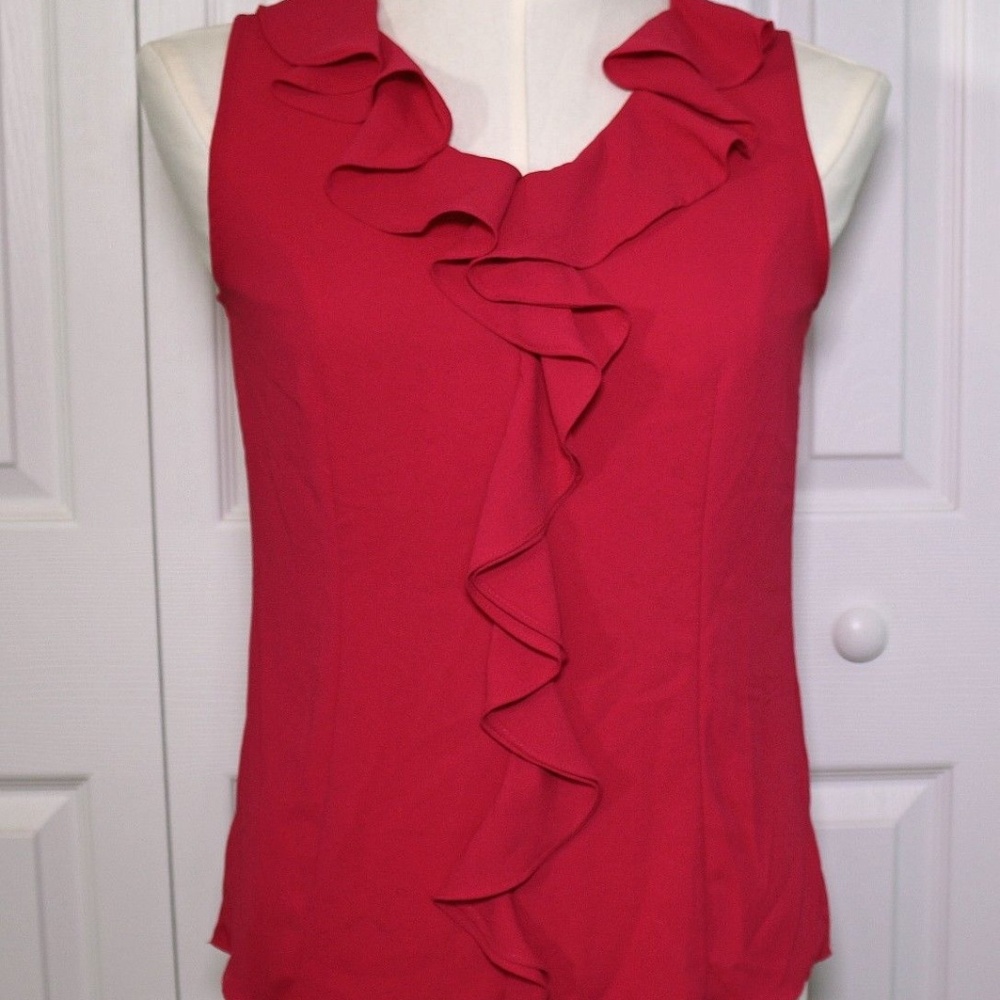 TALBOTS Pink Ruffle Dressy Career Tank Top sz 4